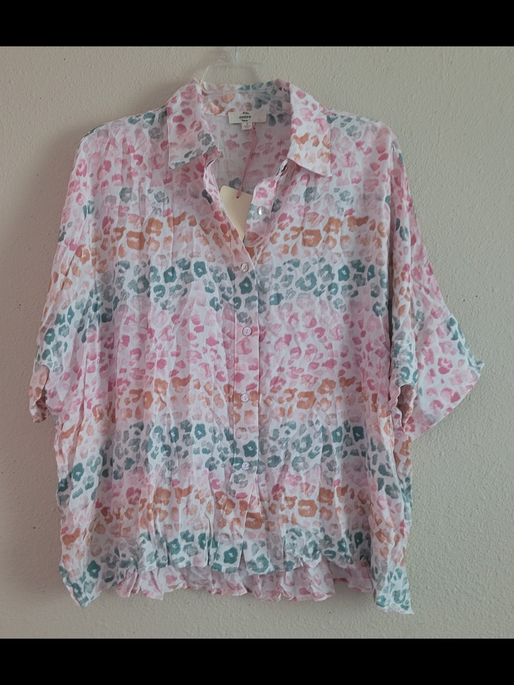 Umgee Leopard-Print Button Front Blouse
